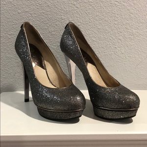 Michael Kors Platform silver sparkle heels